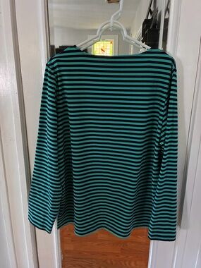 Striped Long-Sleeve Tee in Teal and Black
